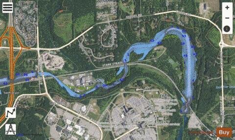 Huron River depth contour Map - i-Boating App - Satellite