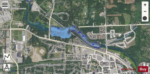 Huron River depth contour Map - i-Boating App - Satellite