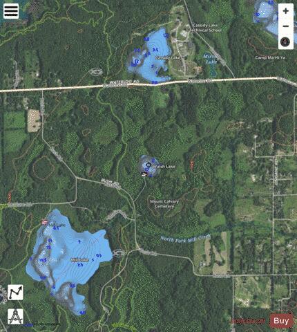 Walsh Lake depth contour Map - i-Boating App - Satellite