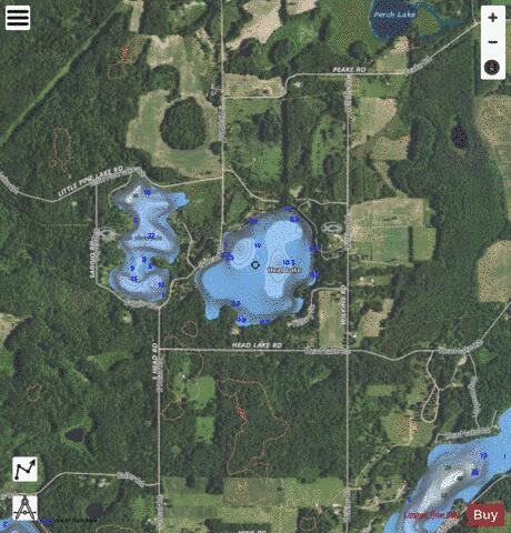 Head Lake depth contour Map - i-Boating App - Satellite
