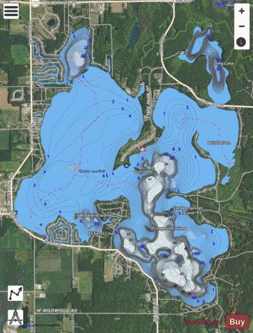 Gun Lake depth contour Map - i-Boating App - Satellite