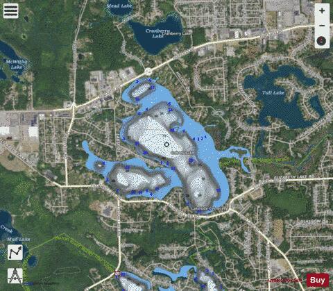 Oxbow Lake depth contour Map - i-Boating App - Satellite