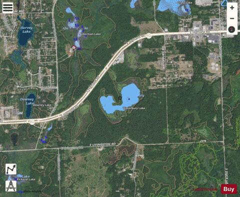 Waterbury Lake depth contour Map - i-Boating App - Satellite