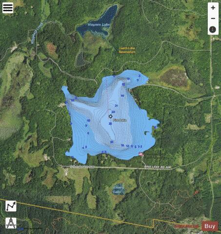 Pine depth contour Map - i-Boating App - Satellite