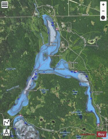 Itasca depth contour Map - i-Boating App - Satellite