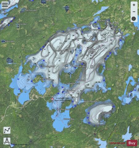 Snowbank depth contour Map - i-Boating App - Satellite