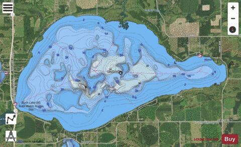 Rush depth contour Map - i-Boating App - Satellite