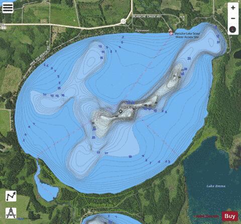 Blanche depth contour Map - i-Boating App - Satellite