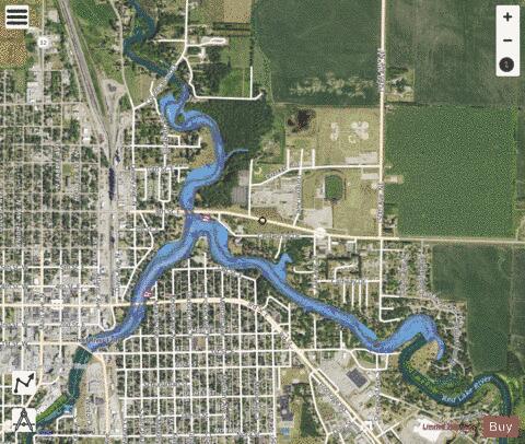 Red Lake River Reservoir depth contour Map - i-Boating App - Satellite