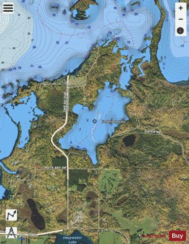 Flowage depth contour Map - i-Boating App - Satellite