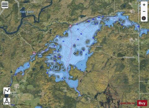 Fish Lk Flowage(Main Bas) depth contour Map - i-Boating App - Satellite