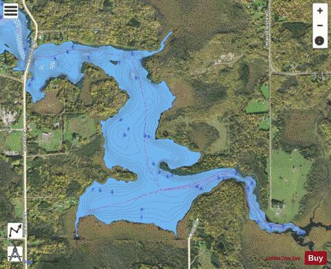 Fish Lk Flowage(East Bay) depth contour Map - i-Boating App - Satellite