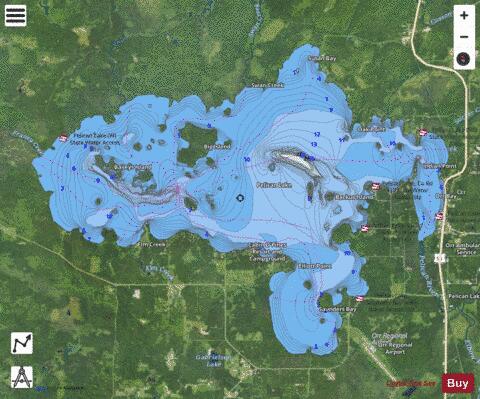 Pelican depth contour Map - i-Boating App - Satellite