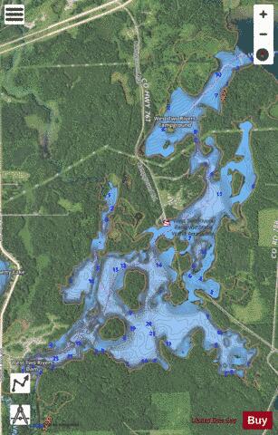 West Two Rivers Reservoir depth contour Map - i-Boating App - Satellite