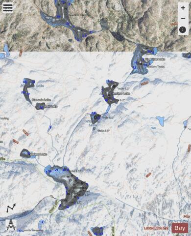 Widowed Lake depth contour Map - i-Boating App - Satellite