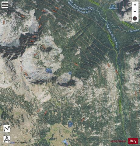 East Fork Boulder Unnamed Lake #2 depth contour Map - i-Boating App - Satellite