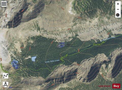 Great Falls Creek Lake, Lower depth contour Map - i-Boating App - Satellite