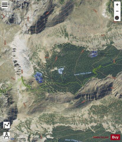 Great Falls Creek Lake, Middle depth contour Map - i-Boating App - Satellite