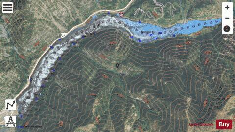 Quake Lake depth contour Map - i-Boating App - Satellite