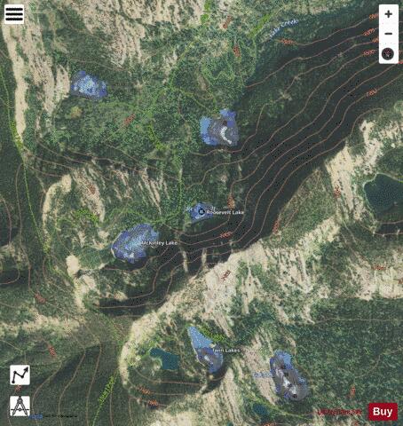 Roosevelt Lake depth contour Map - i-Boating App - Satellite