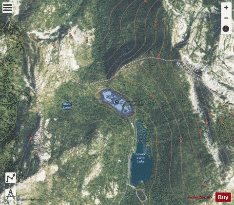 Upper Twin Lake depth contour Map - i-Boating App - Satellite