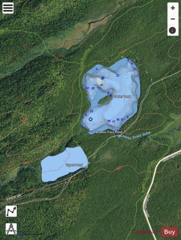 Lower Browns Tract Pond depth contour Map - i-Boating App - Satellite