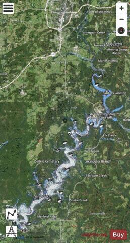 Tenkiller Lake depth contour Map - i-Boating App - Satellite