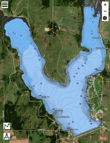 Lake Chickasha depth contour Map - i-Boating App - Satellite