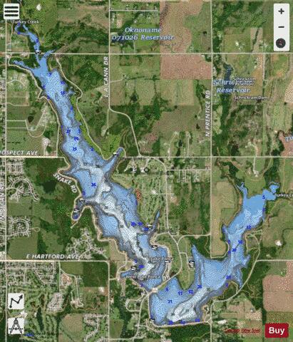 Lake Ponca depth contour Map - i-Boating App - Satellite