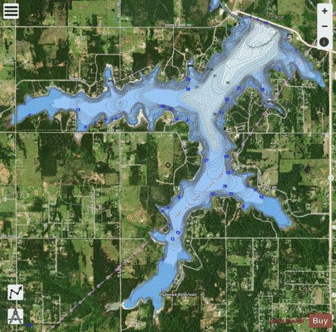 Shawnee Twin 1 (Shawnee Reservoir) depth contour Map - i-Boating App - Satellite