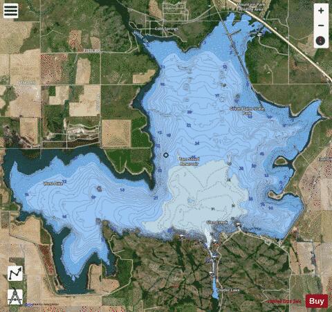 Tom Steed Reservoir depth contour Map - i-Boating App - Satellite