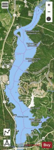 Fishing Creek Reservoir depth contour Map - i-Boating App - Satellite
