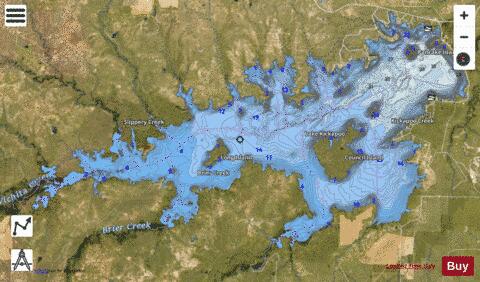 Kickapoo depth contour Map - i-Boating App - Satellite