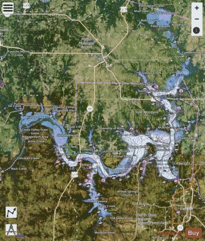 Texoma depth contour Map - i-Boating App - Satellite