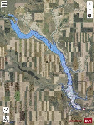 Fresno Reservoir depth contour Map - i-Boating App - Satellite