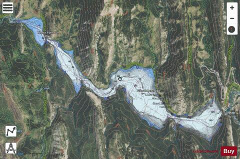 Gibson Reservoir depth contour Map - i-Boating App - Satellite