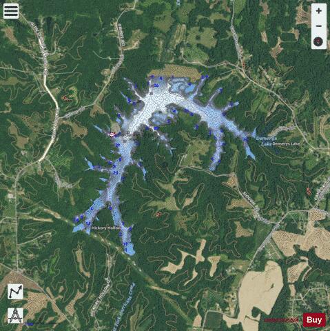 Glenn Springs Lake depth contour Map - i-Boating App - Satellite