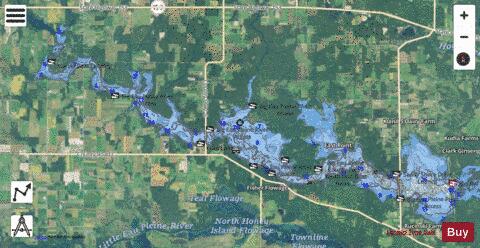 Big Eau Pleine Reservoir depth contour Map - i-Boating App - Satellite