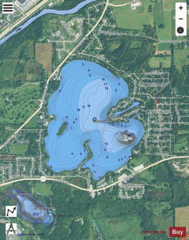 Browns Lake depth contour Map - i-Boating App - Satellite