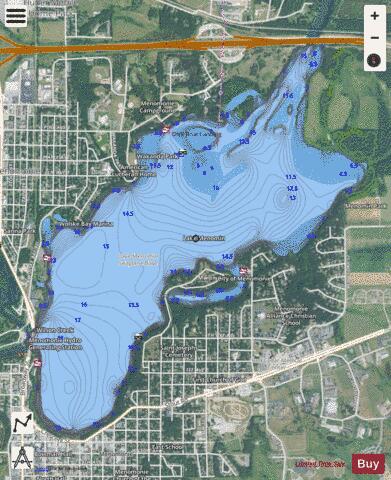 Lake Menomin depth contour Map - i-Boating App - Satellite