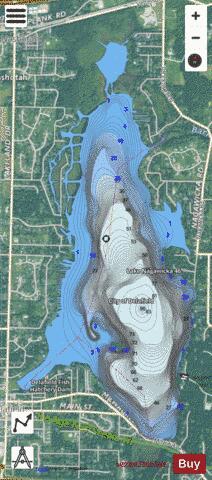 Lake Nagawicka 46 depth contour Map - i-Boating App - Satellite