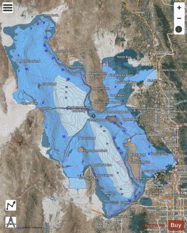 Great Salt Lake depth contour Map - i-Boating App - Satellite
