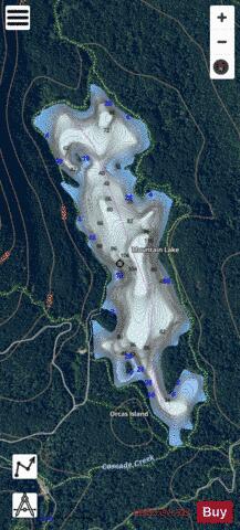 Mountain Lake depth contour Map - i-Boating App - Satellite