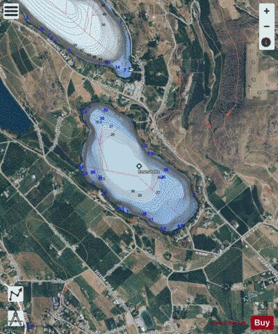 Roses Lake depth contour Map - i-Boating App - Satellite