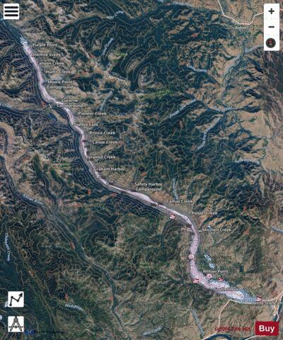 Lake Chelan depth contour Map - i-Boating App - Satellite
