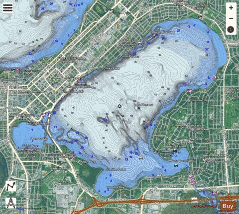Lake Monona depth contour Map - i-Boating App - Satellite