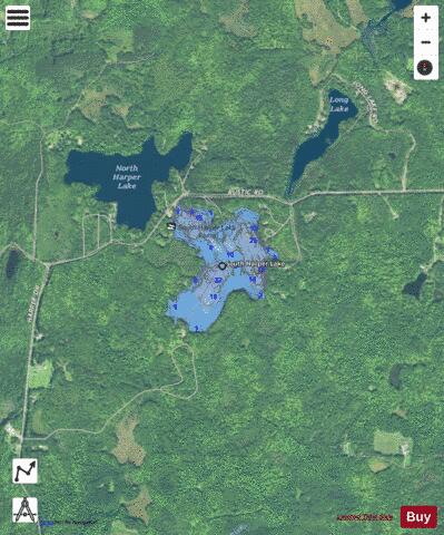South Harper Lake depth contour Map - i-Boating App - Satellite
