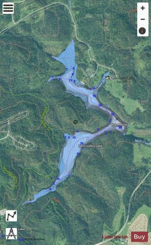 Twin Valley Lake depth contour Map - i-Boating App - Satellite