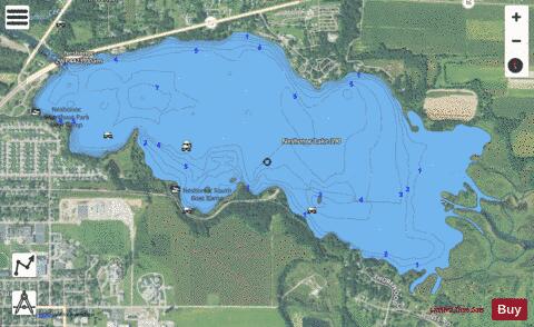 Neshonoc Lake 390 depth contour Map - i-Boating App - Satellite
