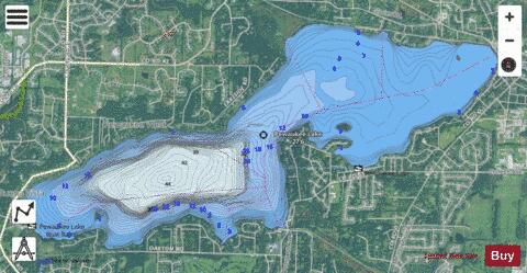 Pewaukee Lake 27.6 depth contour Map - i-Boating App - Satellite